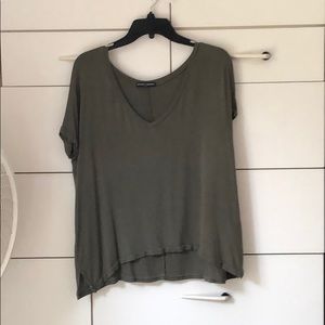 Brandy Melville Olive Green Cotton Tee